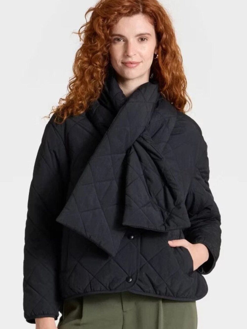 A New Day Women's Quilted Scarf Jacket Black Size S - NWT